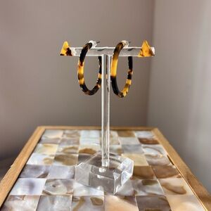 Tortoise Hoop and Triangle Stud Earrings Set